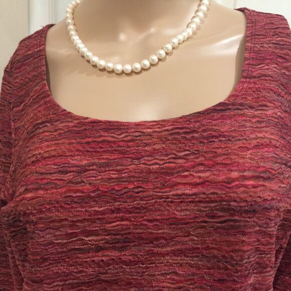 J Jill Stretch Crinkly Top in Fuchsia, Rust, Sz S - Picture 2 of 7